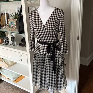 DVF Black and White Silk Wrap Mini Dress